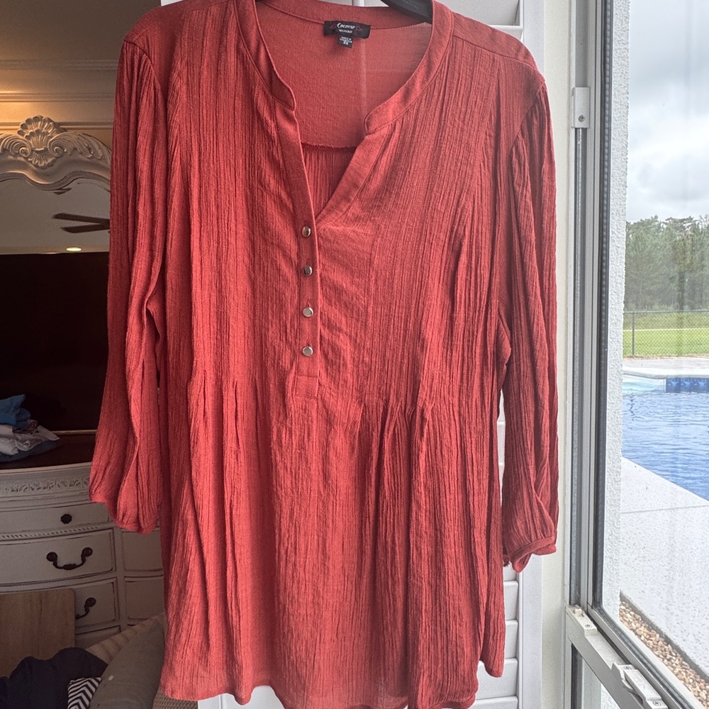 Cocomo Women's Red Tunic with Front Buttons